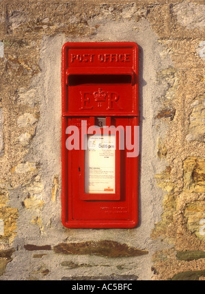 British Royal Mail post box, with Queen Elizabeth's insignia ER city of Truro, Cornwall, UK Stock Photo