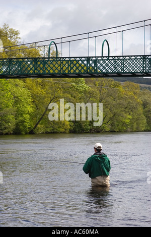 Salmon Fishing on the River Tay amd Pitlochry Hydro scheme and Dam Scotland uk Stock Photo