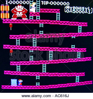  Donkey Kong classic arcade game screen shot Stock Photo 