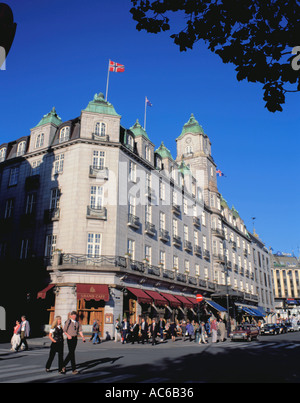 Grand Hotel on a sunny summer evening, Karl Johans Gate, Oslo, Norway. Stock Photo