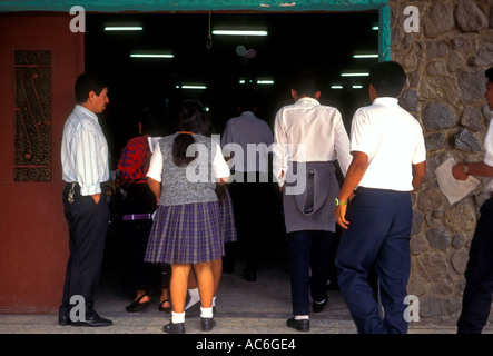 Guatemalans Guatemalan girls and boys students schoolboys schoolgirls classroom at school in Panajachel, Solola Department, Guatemala, Central America Stock Photo