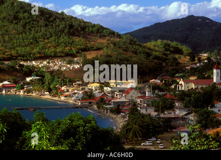 town of Deshaies on Basse-Terre Island, Guadeloupe, France, French West Indies Stock Photo