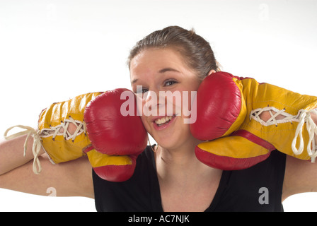 Junges Maedchen boxt young girl boxing Stock Photo