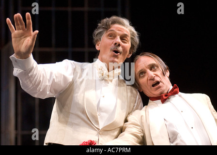 Paul Shelley as Sir Toby Belch left and Michael Feast as Feste in Twelfth Night July 2007 Chichester Festival Theatre Stock Photo