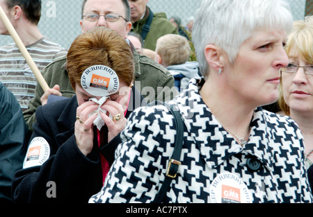 Emotional employees of Burberry Treorchy Rhondda Valley Wales UK leave ...