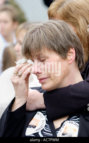 Emotional employees of Burberry Treorchy Rhondda Valley Wales UK leave ...