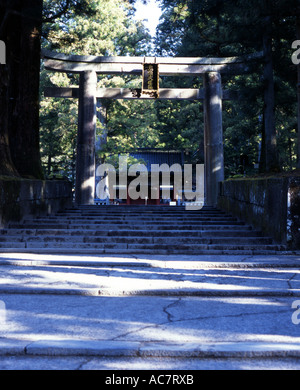 Japanese stone Torii Gate at Toshogu Shinto Shrine in Nikko, Japan ...