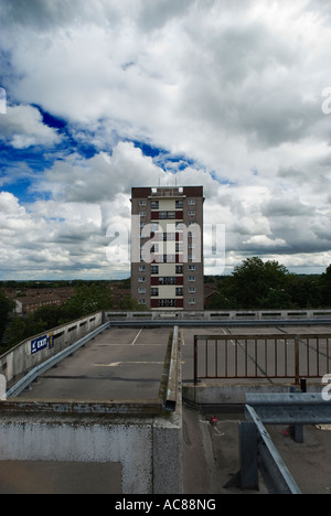 Block of flats and multi storey car park Stock Photo