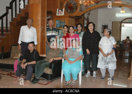 SMA79133 Portrait of Indian family son grandson father mother grandfather Model Released Stock Photo