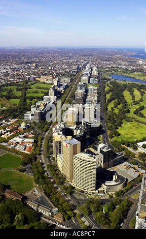 St Kilda Road and Albert Park Melbourne Victoria Australia aerial Stock Photo