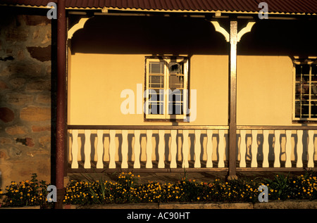 Close-up of verrandah of restored hospital building at Rorkes Drift - the scene of one of the famous Anglo Zulu battles of 1879. Stock Photo