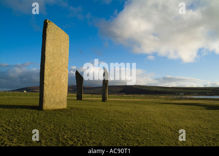 dh Stenness Standing Stones STENNESS ORKNEY Neolithic standing stones henge bronze age britain world heritage site Stock Photo