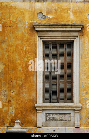 Old shuttered wooden window Stock Photo
