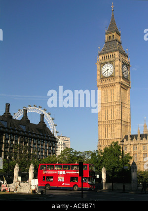 Big Ben and Portcullis House Parliament in London England United Kingdom UK Britain day Stock Photo