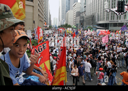 Political demonsration Makati Manila Philippines Stock Photo