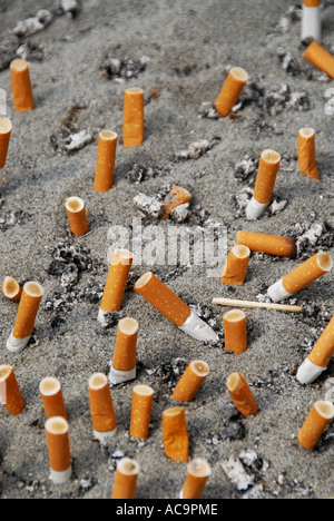 marco polo cigarette Cigarette butts in in Marco Polo airport Venice Italy Stock Photo