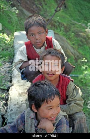 3 small boys Manali Himachal Pradesh India IN35 Stock Photo