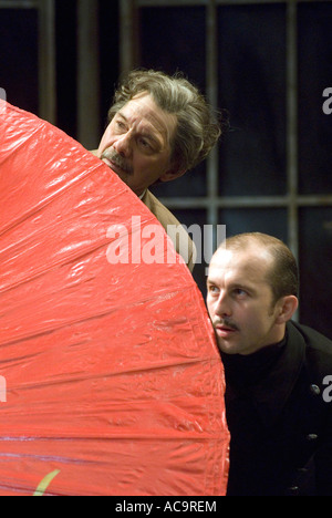 Paul Shelley as Sir Toby Belch background and Christopher Patrick Nolan foreground in Twelfth Night Chichester Festival Theatre Stock Photo