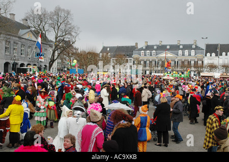 massive Carnival crowd at Vrijthof square Maastricht Netherlands during carnival celebration Stock Photo