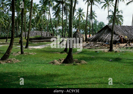 India Goa State Fishermen Huts Among Coconut Trees On Colva Beach Stock Photo