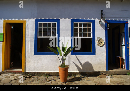 Fassade in the baroque center of Paraty, Brazil Stock Photo
