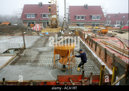 Concrete works on a construction site, Essen, North Rhine-Westphalia, Germany Stock Photo