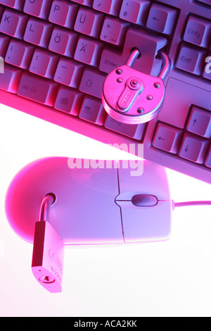 Symbolic photo, computer safety, Computer mouse with lock Stock Photo ...