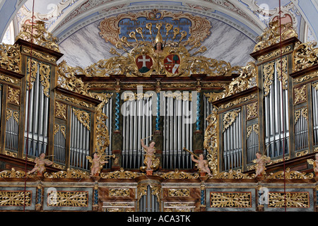 Religious foundation Goettweig, collegiate church, baroque organ, Lower Austria, Austria Stock Photo