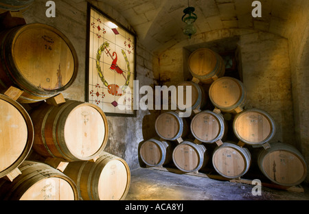 Brandy cellar in the Bodega Suau on Majorca, Spain Stock Photo