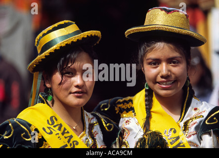 Caporal dancers - Puno Week Festival, Puno, PERU Stock Photo