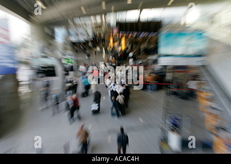 Passengers in the departure terminal of the Airport, Frankfurt, Hesse, Germany Stock Photo