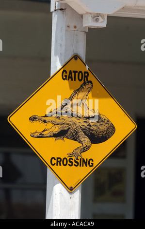 Alligator crossing sign Gator Park Miami in the Everglades National Park Florida USA Stock Photo
