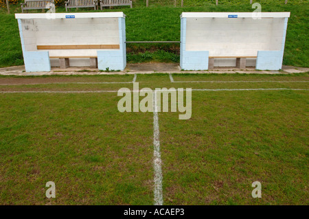 Football dugouts, home and away dug outs, Britain UK Stock Photo