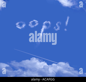 oops in clouds, words in clouds, lettering, letters Stock Photo
