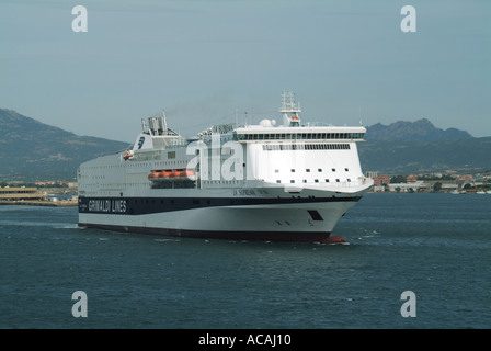 Olbia Sardinia port Grimaldi Lines La Suprema ferry departing Stock Photo