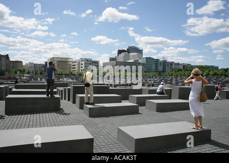 Visitors at the Holocaust Memorial in Berlin, Germany, Europa Stock Photo