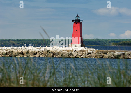 Manistique East Breakwater Lighthouse Lake Michigan Manistique Michigan Stock Photo