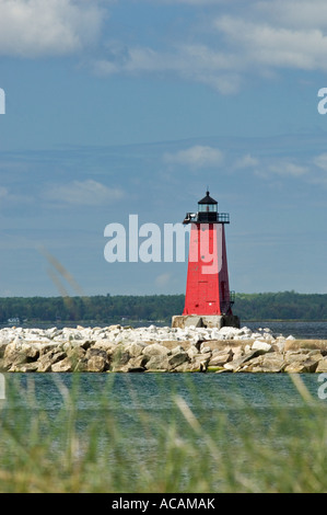 Manistique East Breakwater Lighthouse Lake Michigan Manistique Michigan Stock Photo