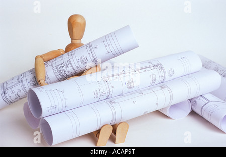 Wooden doll with diagrams Stock Photo