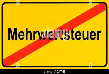 German city limits sign symbolising end of VAT Stock Photo