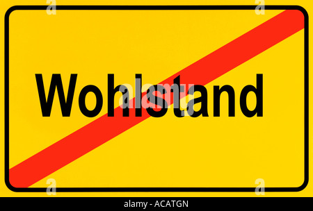 German city limits sign symbolising end of prosperity Stock Photo