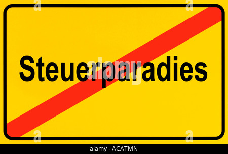 German city limits sign symbolising end of tax haven Stock Photo
