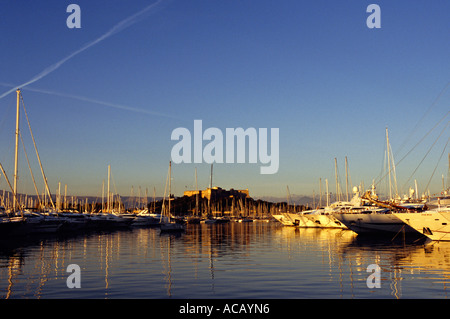 Sunset in Antibes harbour France Stock Photo