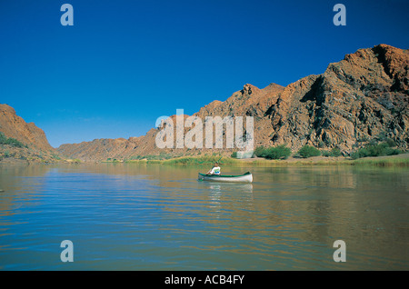 Canoeing on Orange River Augrabies Falls National Park North Cape South Africa Stock Photo