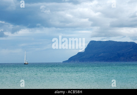 Mediterranean Sea view in Kissamos (Kastelli) town, greek isle of Crete Stock Photo