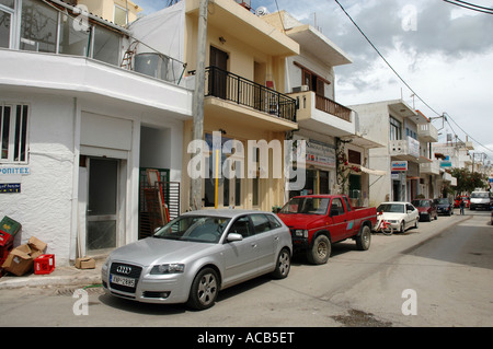 Street in Kissamos (Kastelli) town, greek isle of Crete Stock Photo