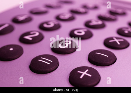 Close up of numbers and arithmetic symbols on electronic calculator Stock Photo