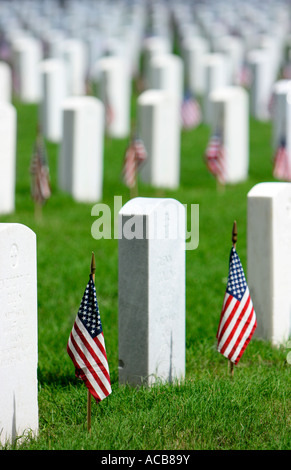 Decorated tombstones at Fort Sam Houston National Cemetary San Antonio Texas USA Stock Photo