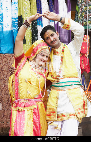 Portrait of a young couple performing Raasleela Stock Photo