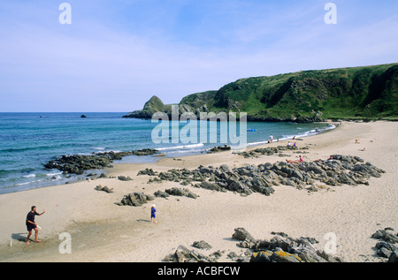 Sunnyside Beach, near Cullen, Moray Firth, coast, coastline, sand, sandy, beach cricket, Scotland, UK, travel, tourism Scottish Stock Photo